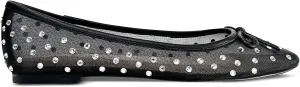Sadie Ballet Flat in Black Crystal Mesh