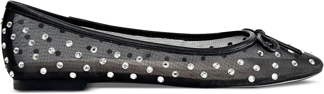 Sadie Ballet Flat in Black Crystal Mesh