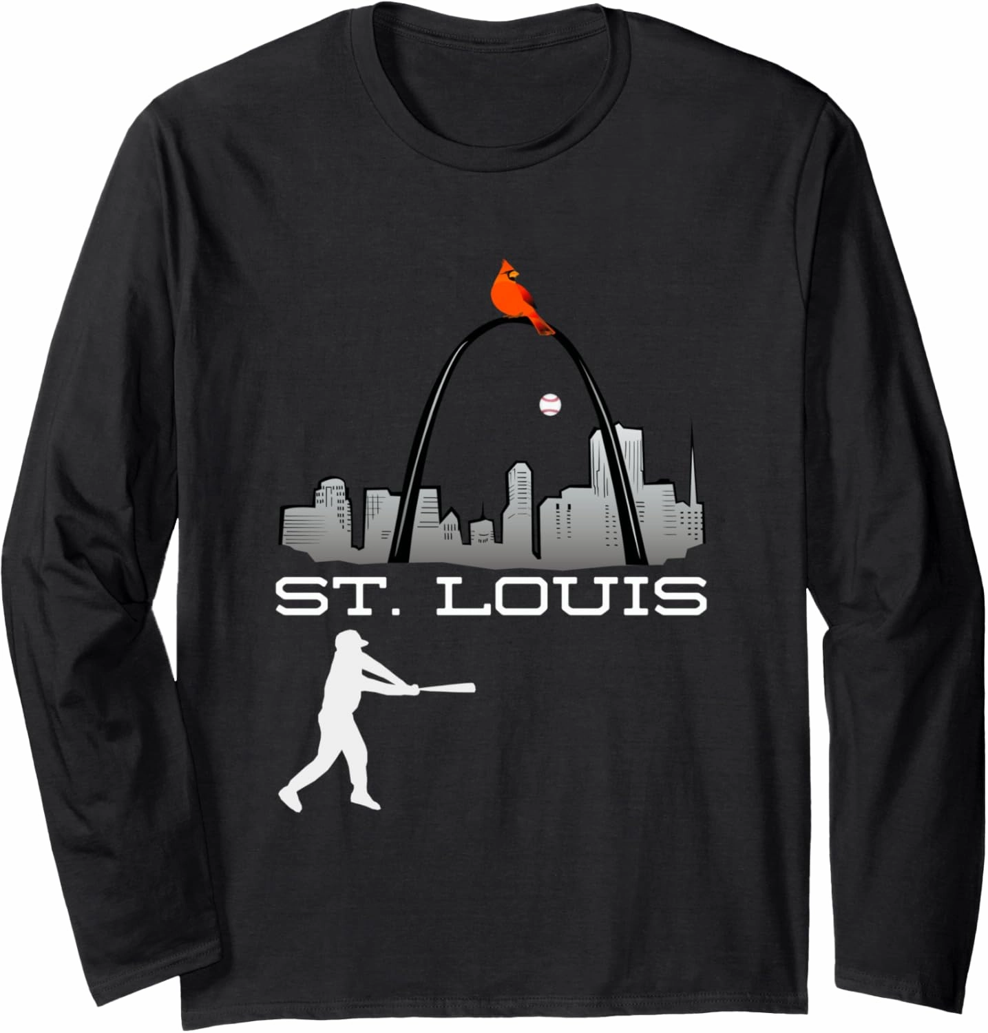 Saint Louis Red Cardinal Long Sleeve Shirt Baseball Player