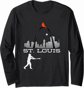 Saint Louis Red Cardinal Long Sleeve Shirt Baseball Player