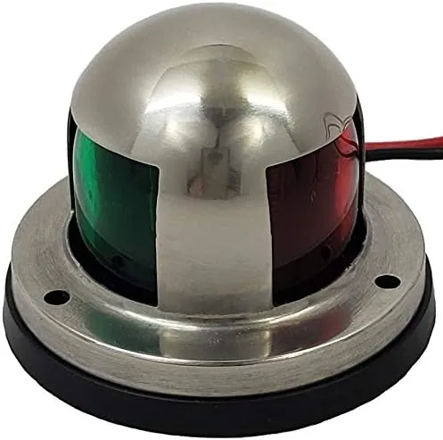 Salty Reef - Stainless Steel - Bicolor 12v Red & Green BRIGHT LED marine Bow Navigation Light