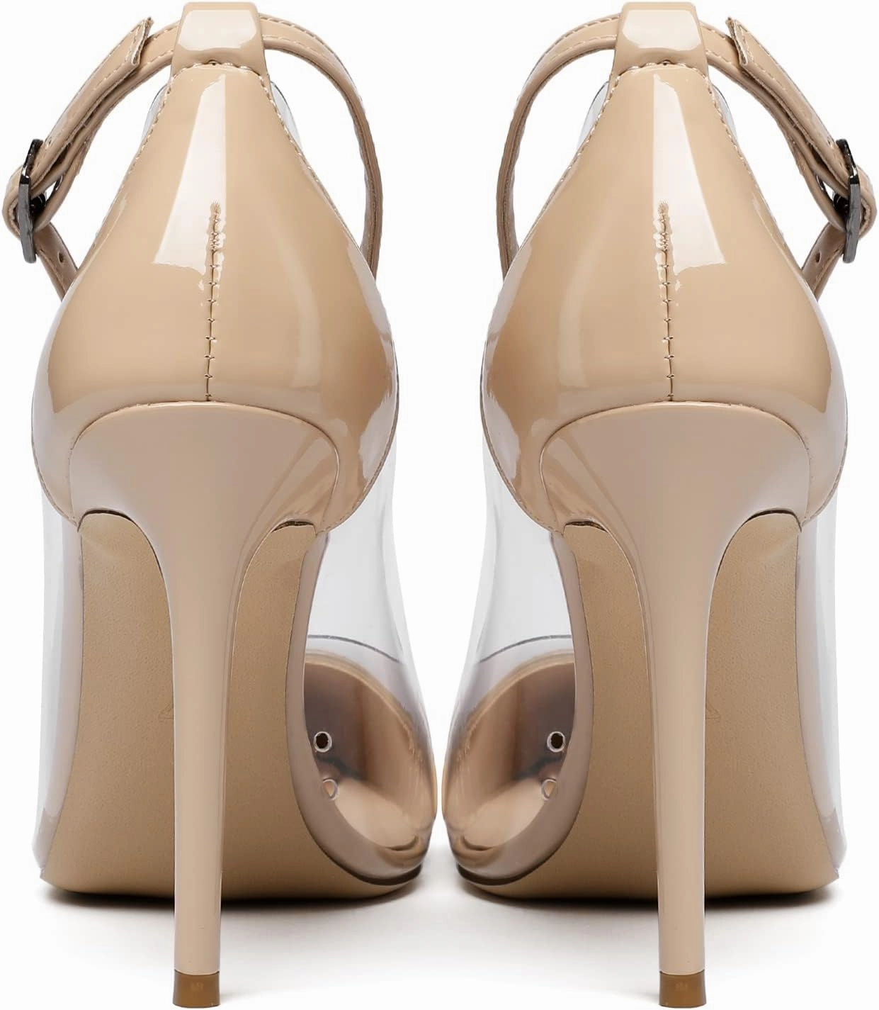 SAMMITOP Women's Clear Pointed Toe 4'Inch High Heel Stilettos Ankle Strap Pumps Transparent PVC Fashion Wedding Party Dress Shoes