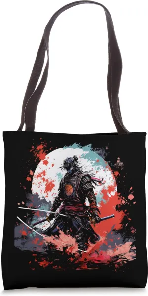Samurai Battle Stance Watercolor Tote Bag