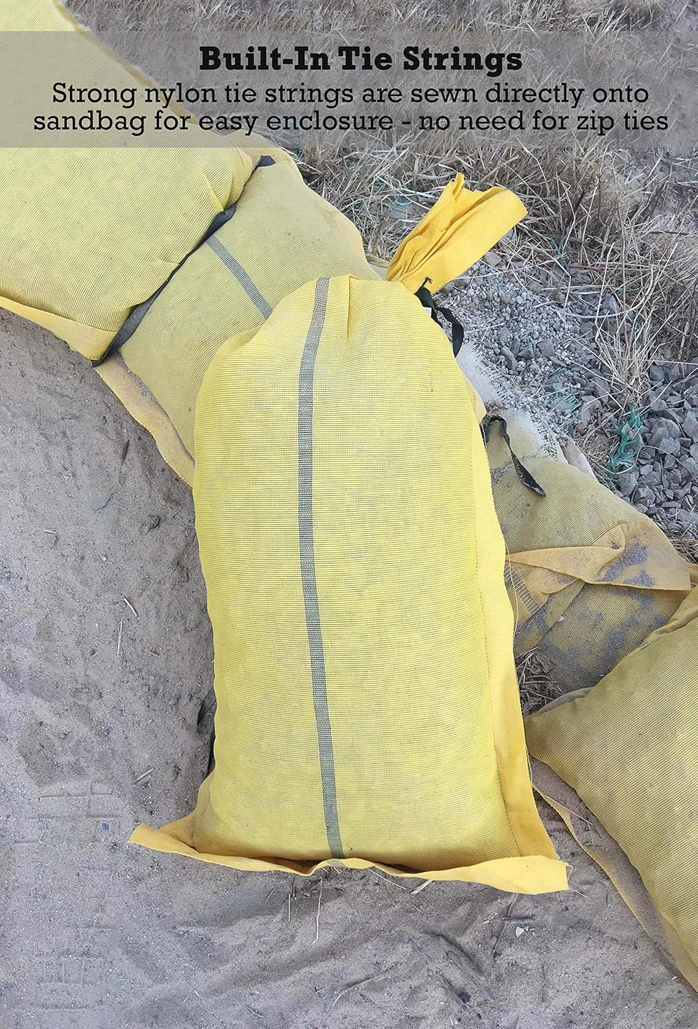 Sandbaggy - 14" x 26" Long-Lasting Sandbags - Yellow Color - Lasts 1-2 Yrs - Monofilament (Pack of 50)