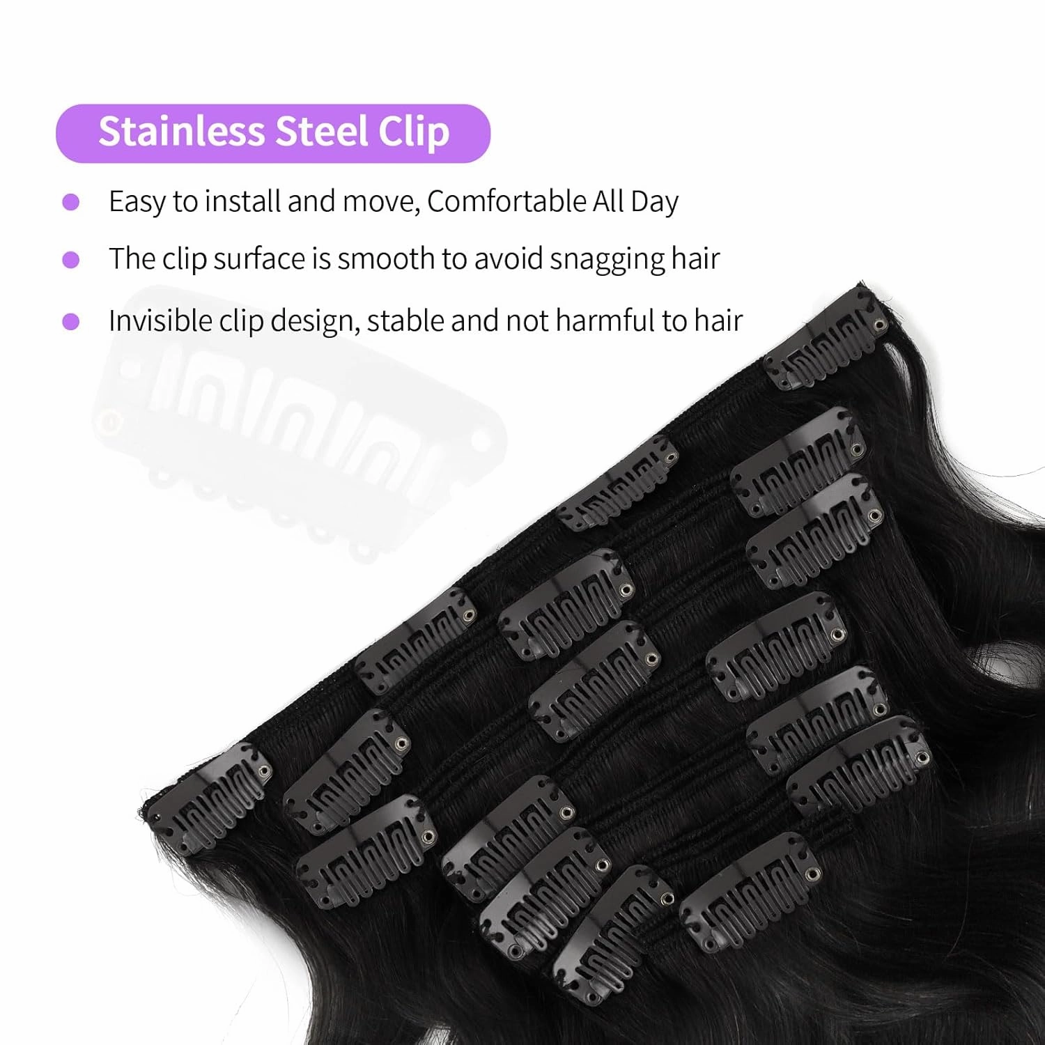 Sassina Body Wave Clip in Extensions Human Hair Double Weft Clip in Human Hair Extensions Full Head Natural Black Brazilian Clip Remy Thick Hair Extensions for Black Women 7Pcs 120G 20 Inch
