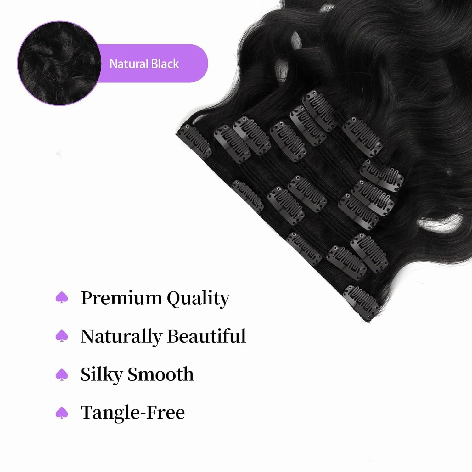 Sassina Body Wave Clip in Extensions Human Hair Double Weft Clip in Human Hair Extensions Full Head Natural Black Brazilian Clip Remy Thick Hair Extensions for Black Women 7Pcs 120G 20 Inch