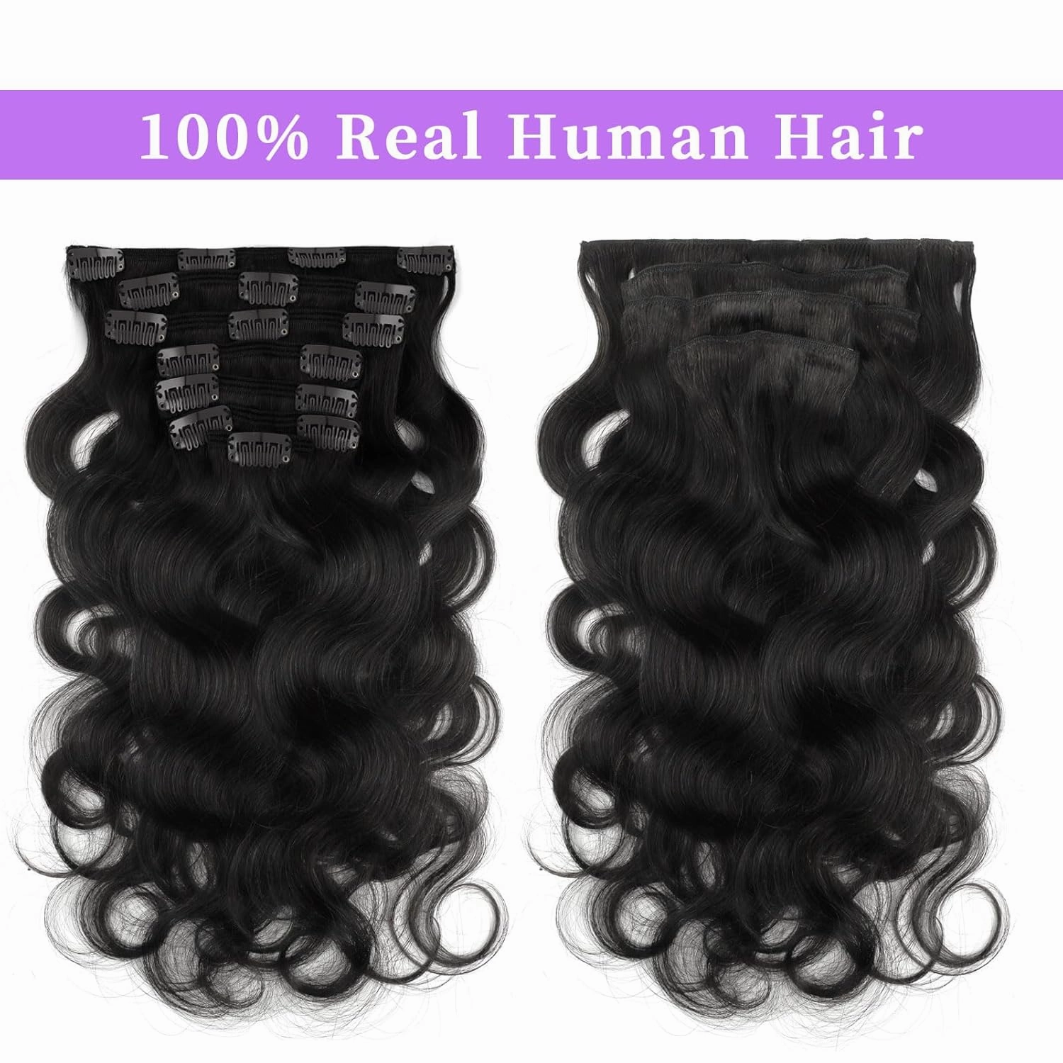 Sassina Body Wave Clip in Extensions Human Hair Double Weft Clip in Human Hair Extensions Full Head Natural Black Brazilian Clip Remy Thick Hair Extensions for Black Women 7Pcs 120G 20 Inch