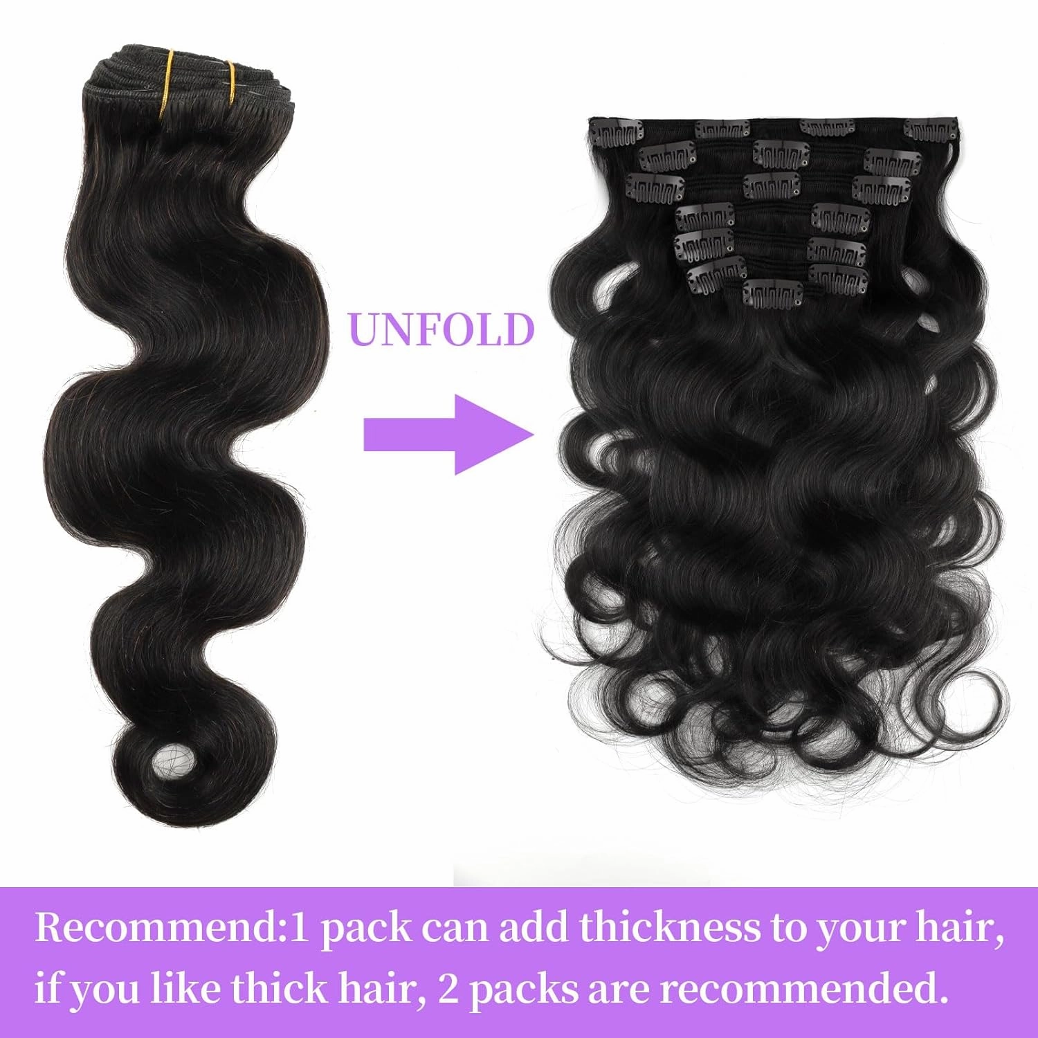Sassina Body Wave Clip in Extensions Human Hair Double Weft Clip in Human Hair Extensions Full Head Natural Black Brazilian Clip Remy Thick Hair Extensions for Black Women 7Pcs 120G 20 Inch