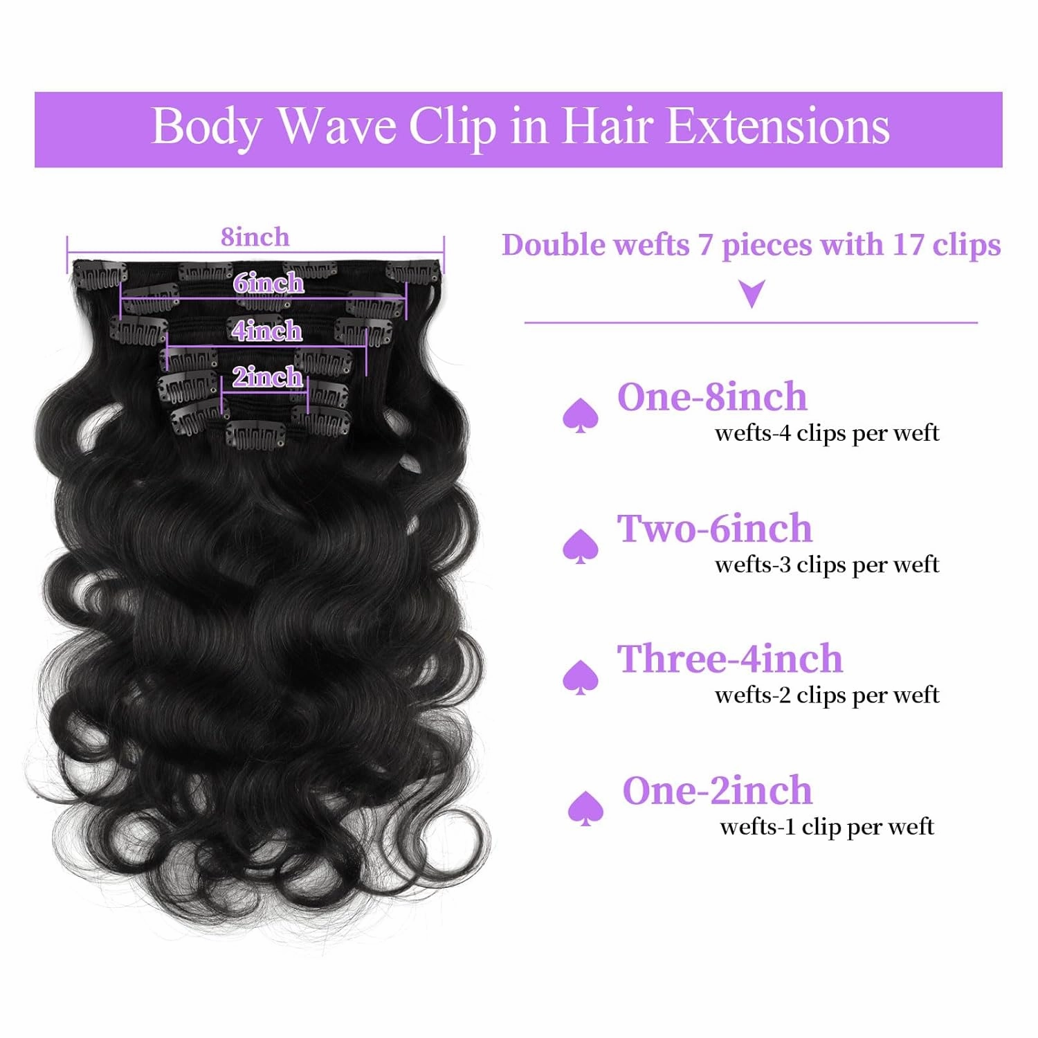 Sassina Body Wave Clip in Extensions Human Hair Double Weft Clip in Human Hair Extensions Full Head Natural Black Brazilian Clip Remy Thick Hair Extensions for Black Women 7Pcs 120G 20 Inch