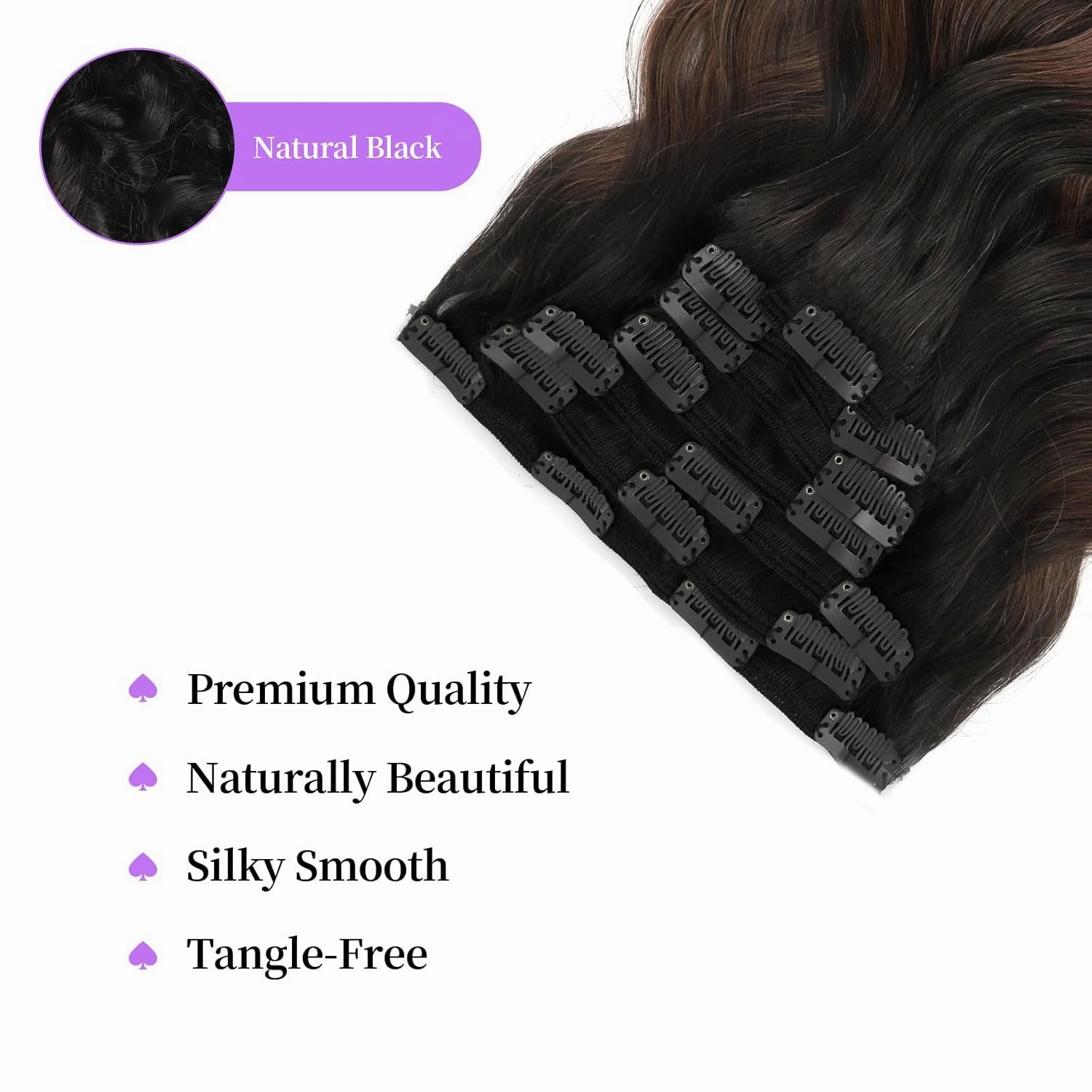 Sassina Clip in Hair Extensions Human Hair Body Wave Clip in Real Human Hair Extensions Two Tone Natural Black to Chocolate Brown Remy Soft Human Hair Extensions Full Head 7Pcs 120G 20 Inch