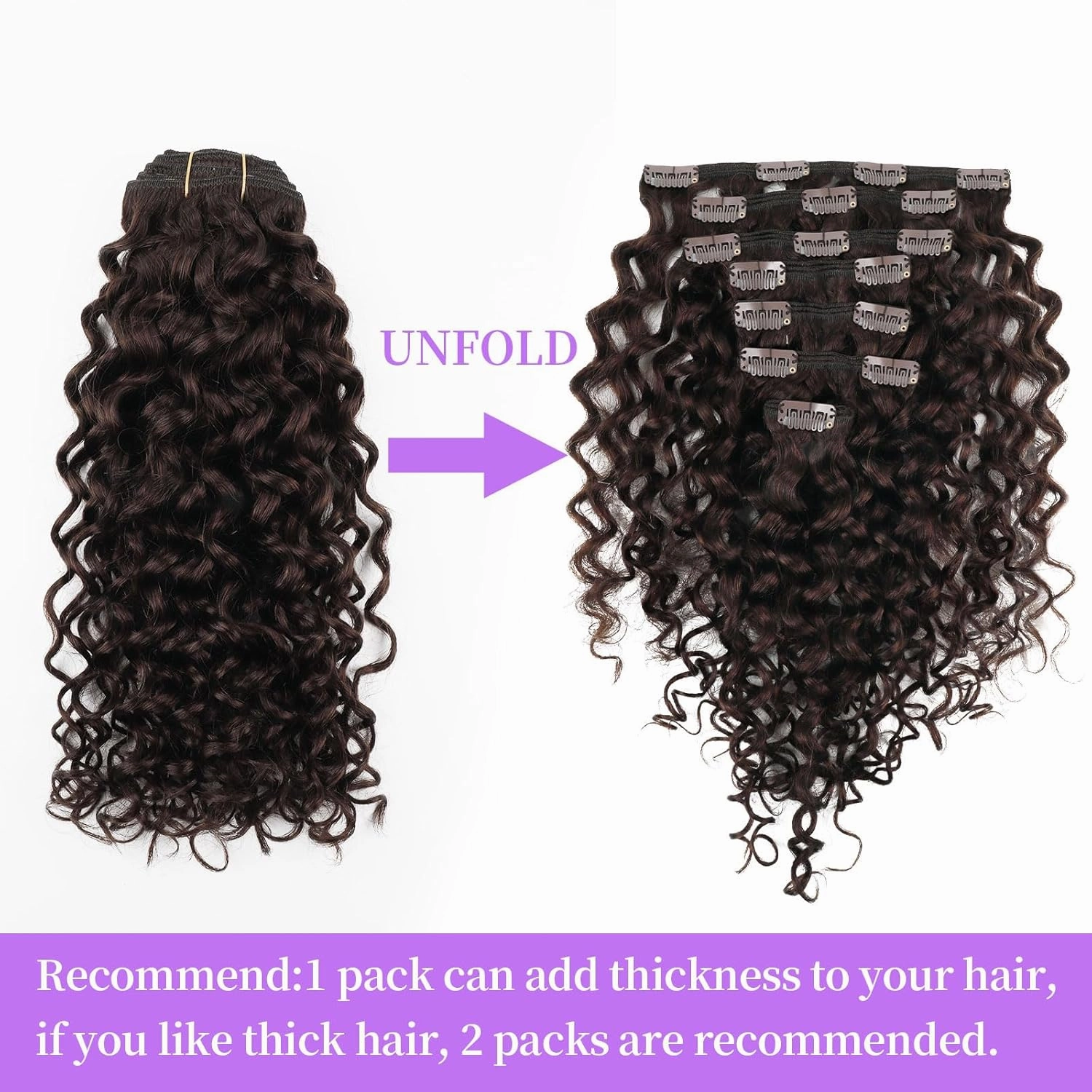 Sassina Natural Wave Clip in Extensions Human Hair Thick Remy Hair Extensions Clip ins Dark Brown Double Weft Brazilian Human Hair Extensions Full Head for Women 7Pcs 120G 20 Inch