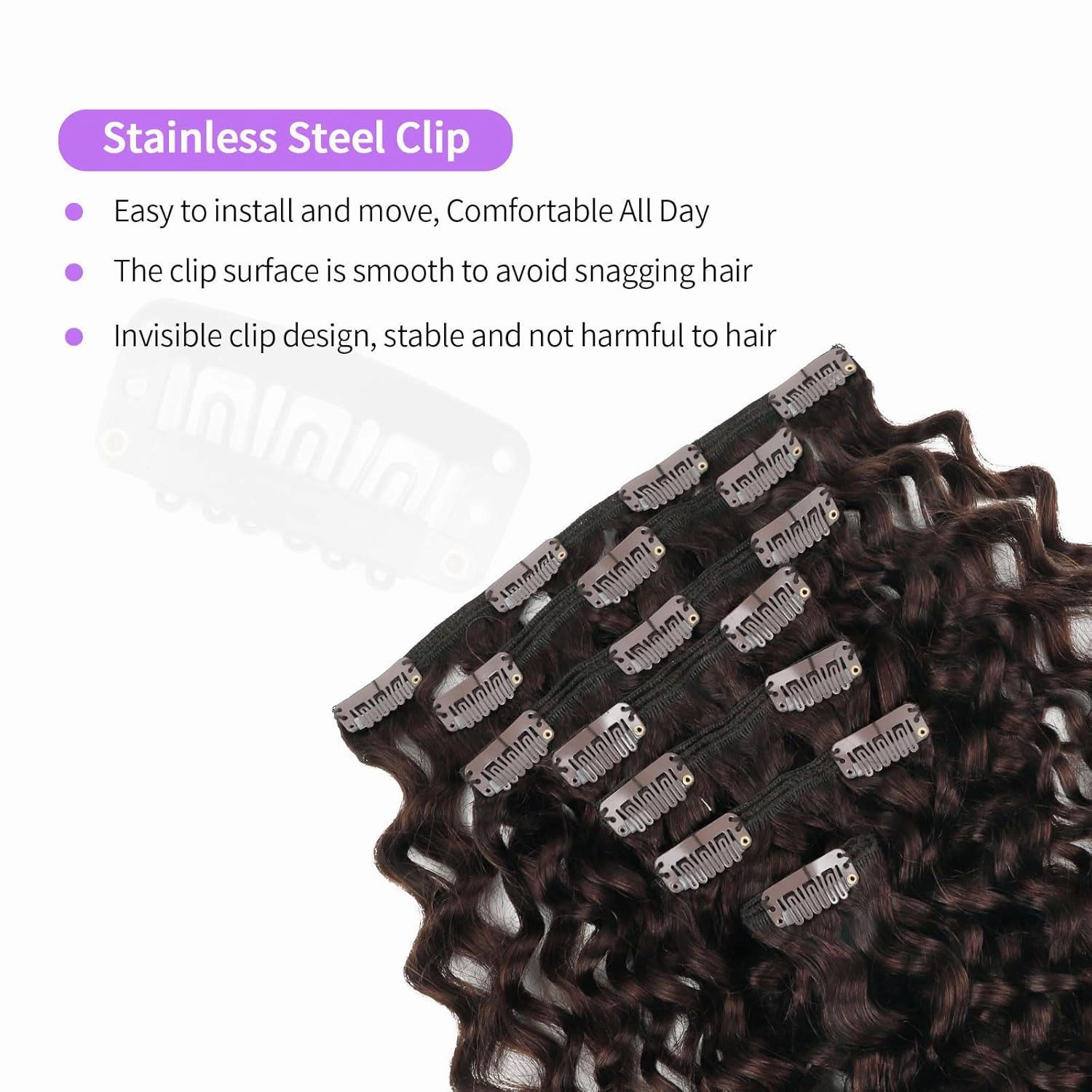 Sassina Natural Wave Clip in Extensions Human Hair Thick Remy Hair Extensions Clip ins Dark Brown Double Weft Brazilian Human Hair Extensions Full Head for Women 7Pcs 120G 20 Inch