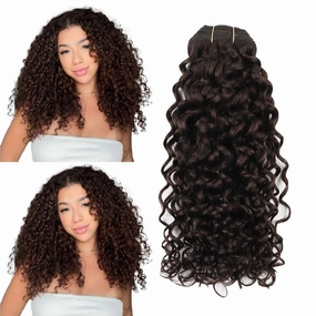 Sassina Natural Wave Clip in Extensions Human Hair Thick Remy Hair Extensions Clip ins Dark Brown Double Weft Brazilian Human Hair Extensions Full Head for Women 7Pcs 120G 20 Inch