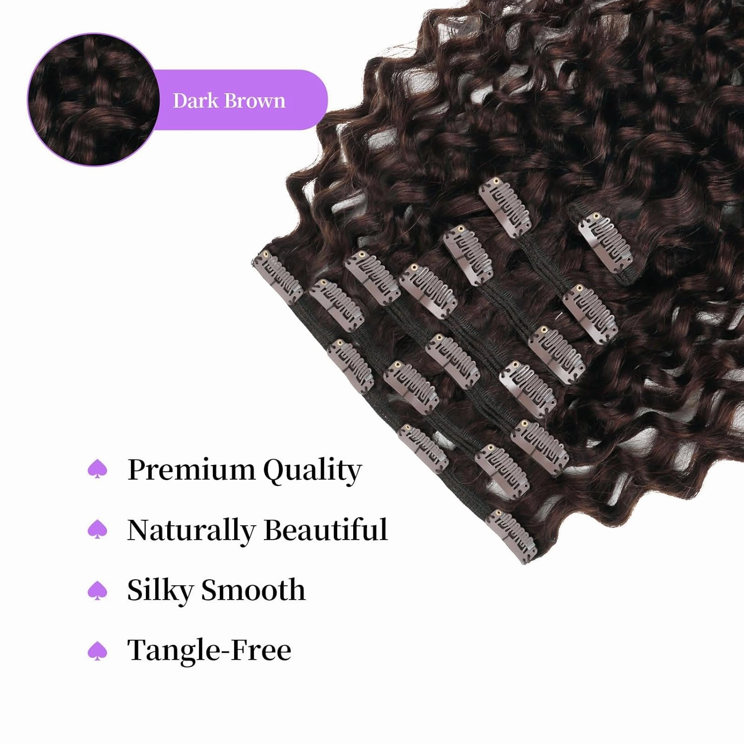 Sassina Natural Wave Clip in Extensions Human Hair Thick Remy Hair Extensions Clip ins Dark Brown Double Weft Brazilian Human Hair Extensions Full Head for Women 7Pcs 120G 20 Inch
