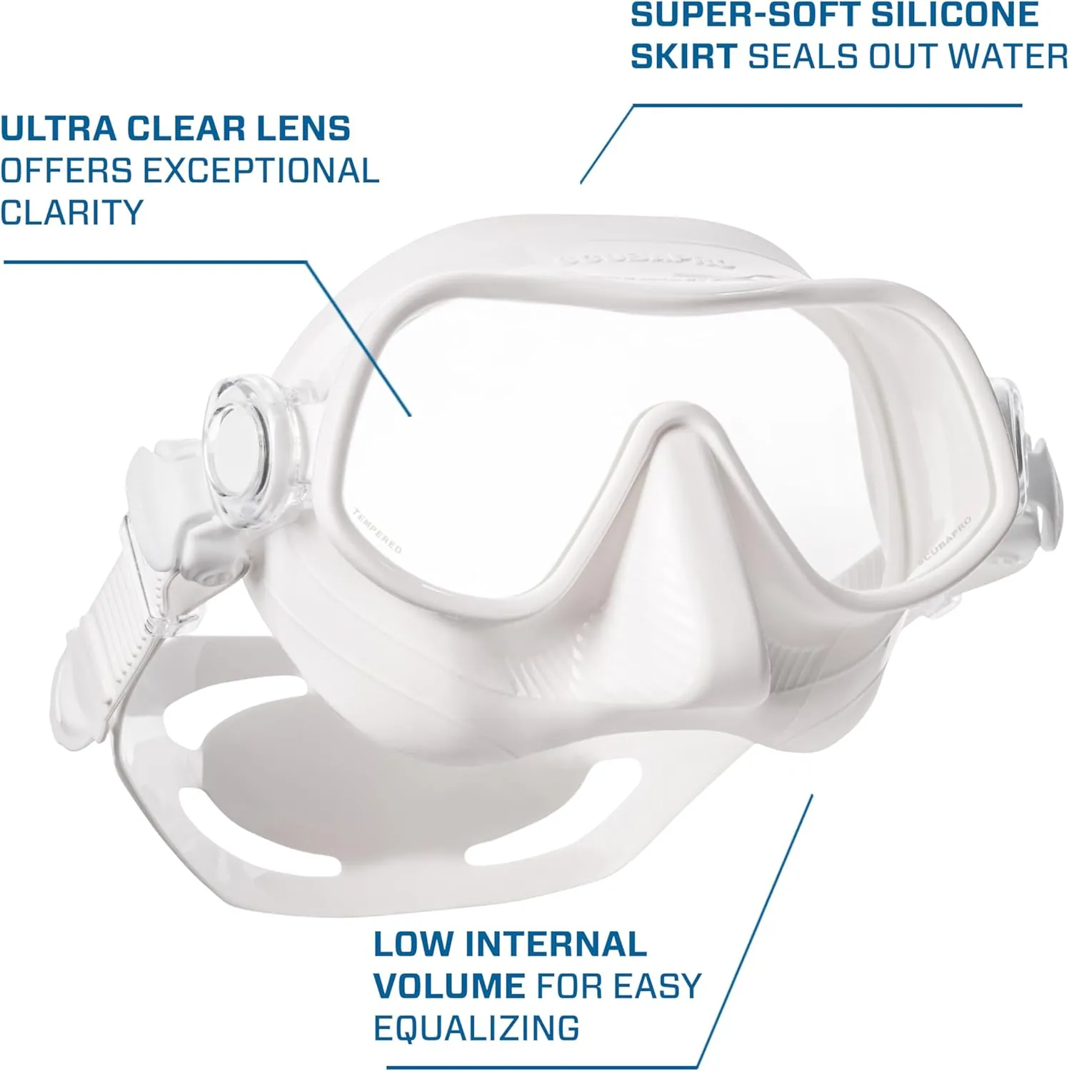 SCUBAPRO Steel Pro Scuba Diving Mask for Freediving, with Single Lens and Frameless, Low Volume Design