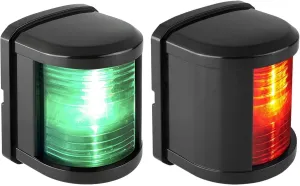 SEAFLO 11 Series Regular Sized LED Green Starboard & Red Port Navigation Light – 12V, 1W, IP67 Waterproof, 2NM Visibility for Boats Under 65 ft (20m) – 4-Year Warranty (Starboard& Port Combo/Black)