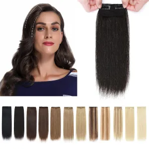 SEGO 2 Pcs Clip in Short Hair Extensions 4 Inch 16g 100% Human Hair Hairpiece Human Hair Toppers for Women With Thinning Hair Adding Hair Volume -#1B Natural Black