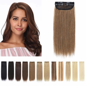SEGO 2 Pcs Short Hair Extensions Clip in Human Hair 6 Inch 20g Hairpiece Human Hair Toppers for Women With Thinning Hair Adding Hair Volume -#06 Light Brown