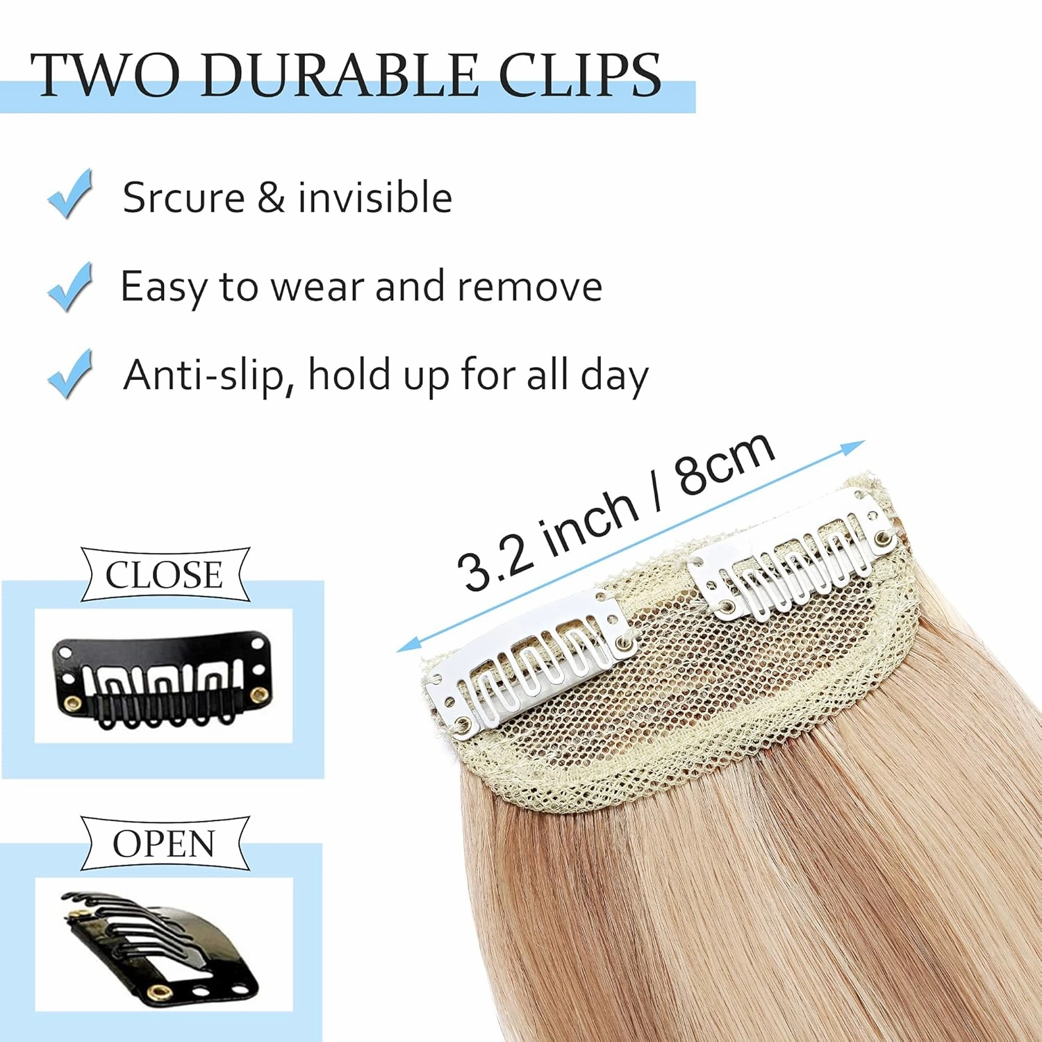 SEGO Short Hair Extensions Clip in Human Hair 8 Inch Hairpiece Human Hair Toppers for Women With Thinning Hair Adding Hair Volume -1 Pcs 12g #12P613 Golden Brown&Bleach Blonde