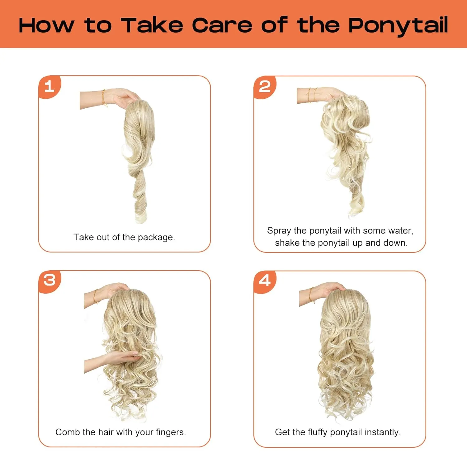 SEIKEA Ponytail Extension, 22" Long Wavy Curly Drawstring Ponytail Multi-layered Fluffy Thick Clip in Hair Extensions Natural Soft Synthetic Hairpiece Chocolate Brown with Highlights