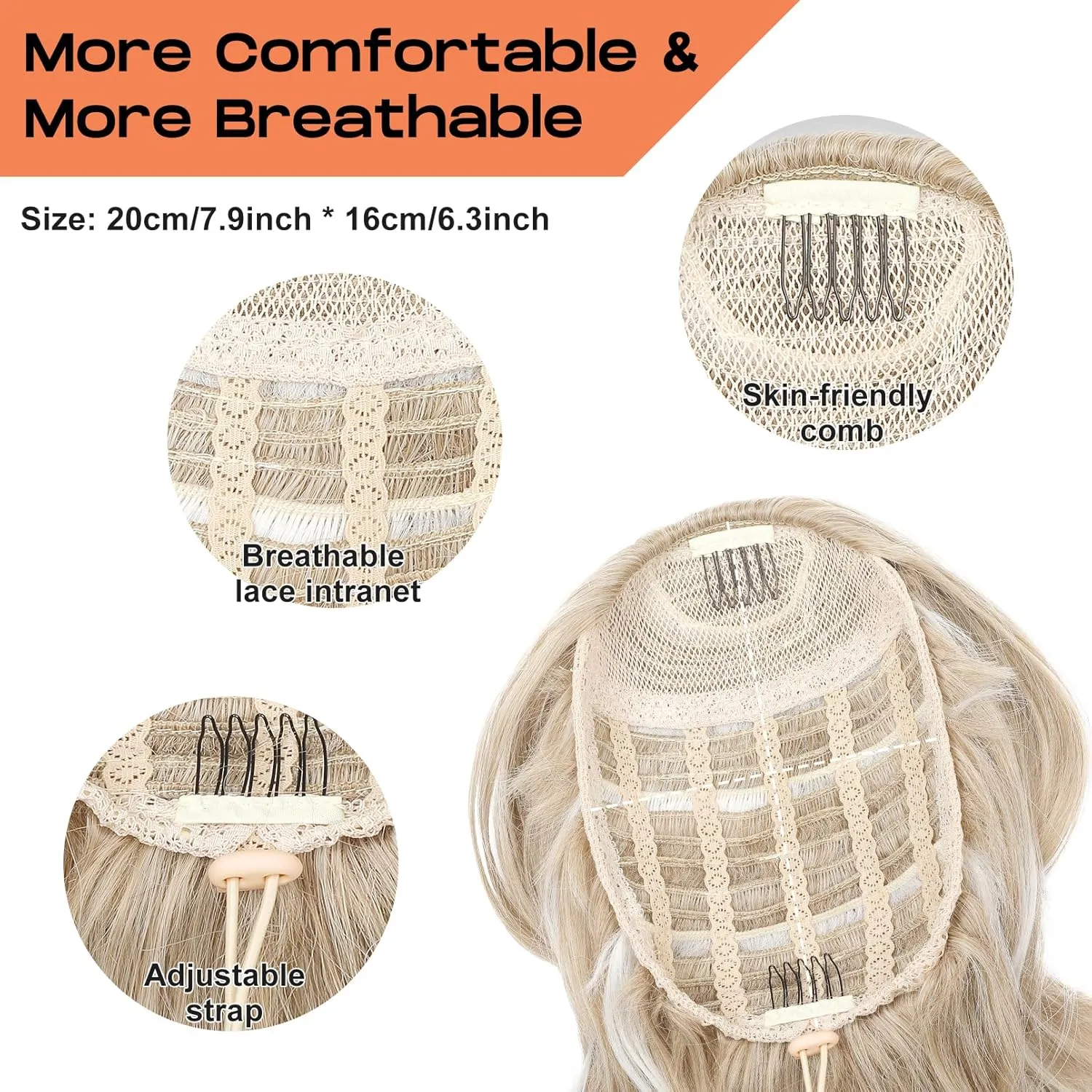 SEIKEA Ponytail Extension, 22" Long Wavy Curly Drawstring Ponytail Multi-layered Fluffy Thick Clip in Hair Extensions Natural Soft Synthetic Hairpiece Chocolate Brown with Highlights