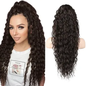 SEIKEA Ponytail Extension, 26" Lightweight Curly Drawstring Ponytail Long Thick Fake Pony Tail Multi Layered Natural Soft Clip in Hair Extensions Ponytail Synthetic Hairpiece for Women Black Brown