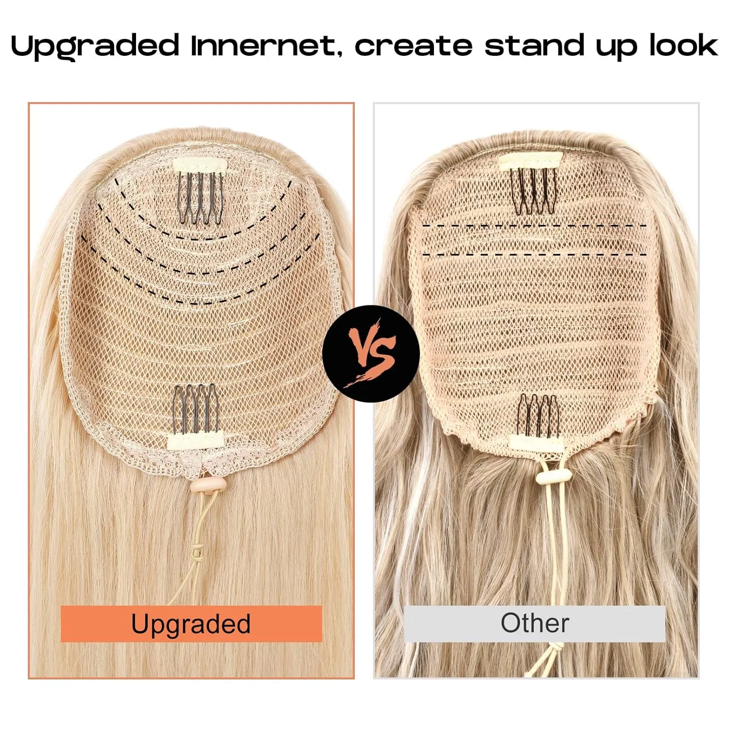 SEIKEA Versatile Drawstring Ponytail Extension, 26" Long Wavy Multi Layered Clip in Ponytail Hair Extensions Stand Up High Fake Pony Tail Soft Natural Synthetic Hairpiece for Women Deep Ginger