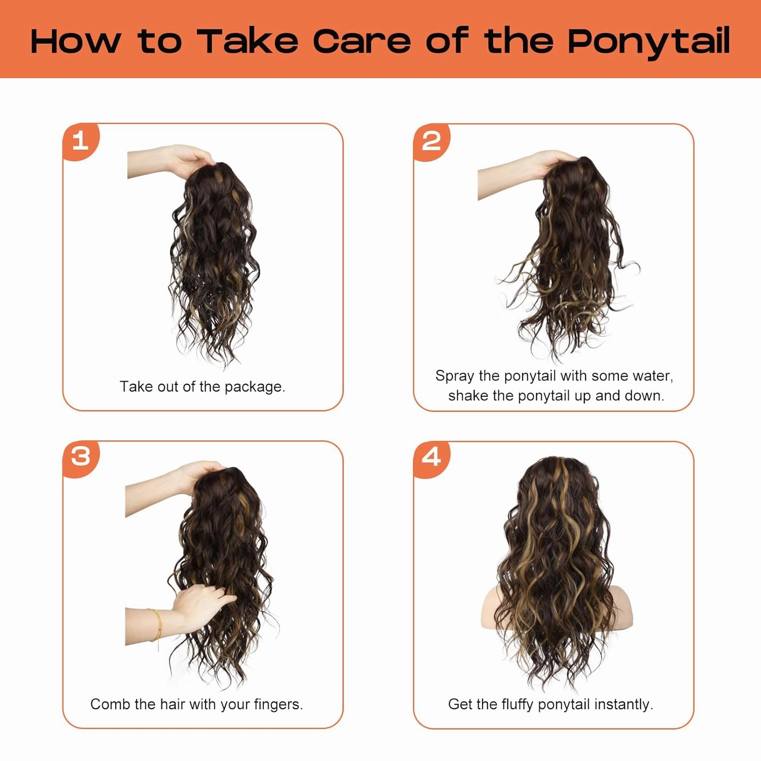 SEIKEA Ponytail Extension, 20" Lightweight Fluffy Drawstring Ponytail, Long Wavy Curly Multi-layered Clip in Hair Extensions, Natural Soft Synthetic Hairpiece, Dark Blonde to Light Blonde