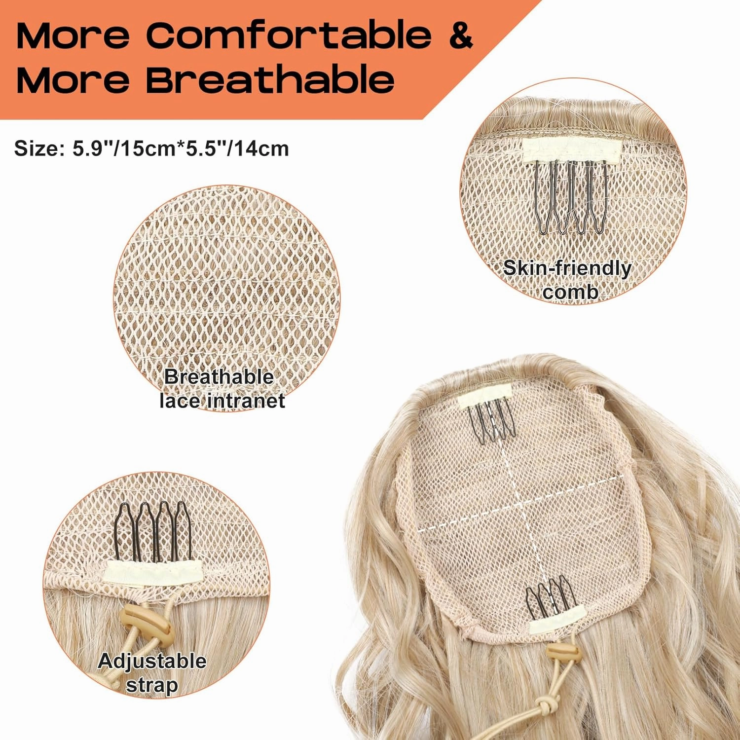 SEIKEA Ponytail Extension, 20" Lightweight Fluffy Drawstring Ponytail, Long Wavy Curly Multi-layered Clip in Hair Extensions, Natural Soft Synthetic Hairpiece, Dark Blonde to Light Blonde