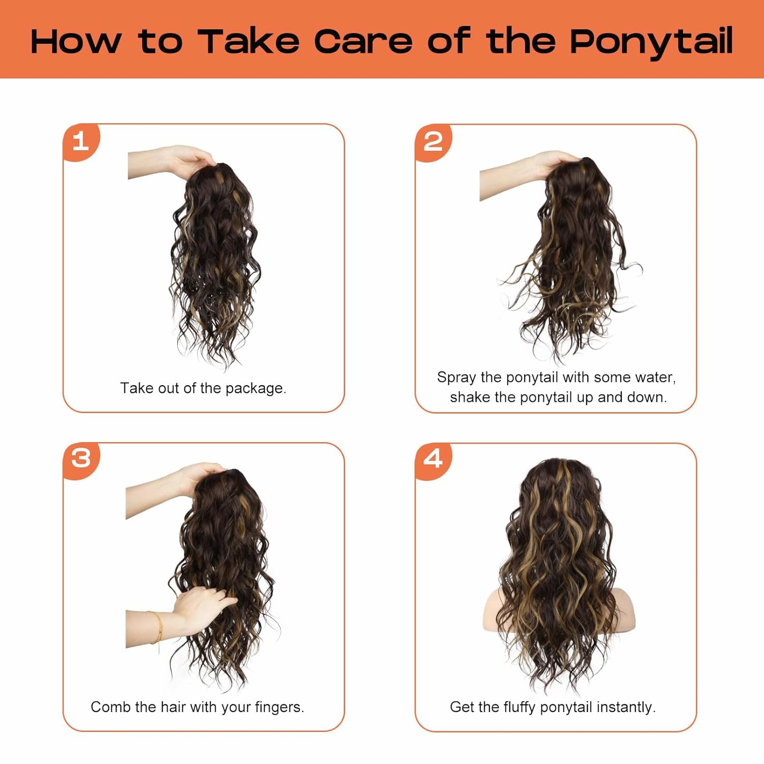 SEIKEA Ponytail Extension, 20" Lightweight Fluffy Drawstring Ponytail Long Wavy Curly Multi-layered Clip in Hair Extensions Ponytail Natural Soft Synthetic Hairpiece Brown to Blonde
