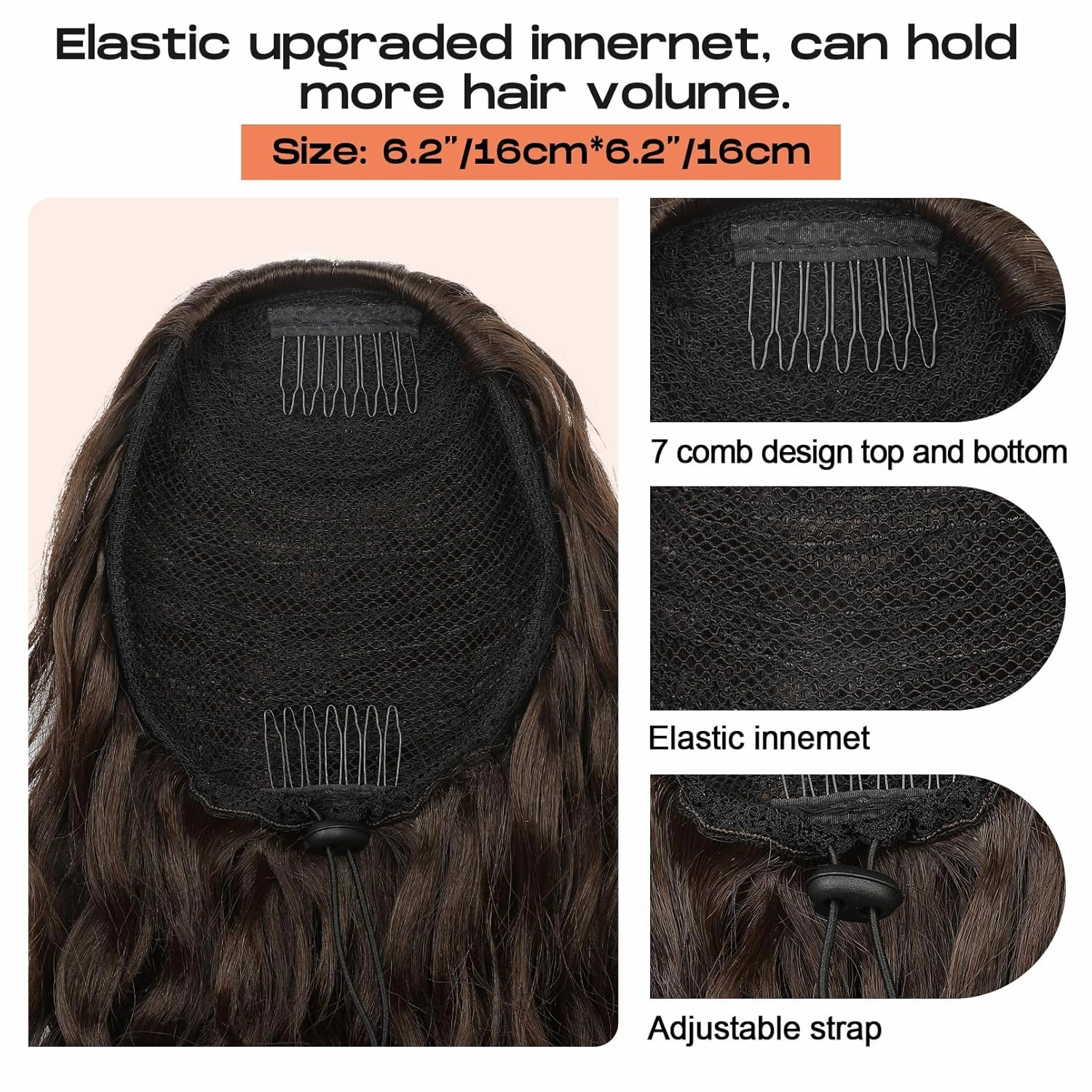 SEIKEA Ponytail Extension, 26" Long Lightweight Full Natural Curly Drawstring Ponytail Fake Pony Tail Multi Layered Soft Clip in Hair Extensions Synthetic Hairpiece Burgundy