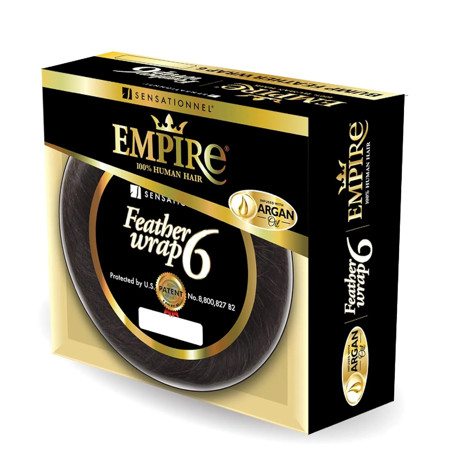 Sensationnel Empire bump weaving hairextension - feather wrap 6 inch human hair short bun weave styling (1B OFFBLACK)