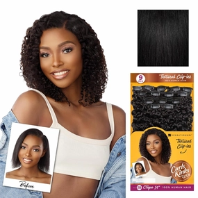 Sensationnel Curls kinksandco clip in - clique 9 piece pack easy to use clips for natural 3c to 4c human hair (14 inch, NATURAL/BLACK)