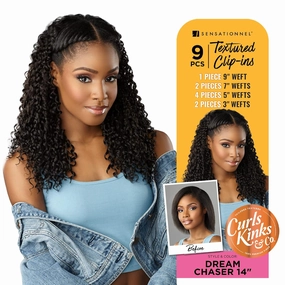 Sensationnel Curls Kinksandco Clip In - Dream Chaser 14 Inch 9 Piece Pack Easy to Use Clips for Natural 3C to 4C Hair (2 DARKBROWN)