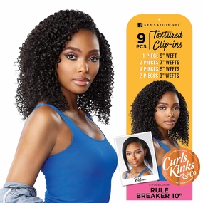 Sensationnel Curls Kinksandco Clip In - Rule Breaker 10 Inch 9 Piece Pack Easy to Use Clips for Natural 3C to 4C Hair (TH2/27)