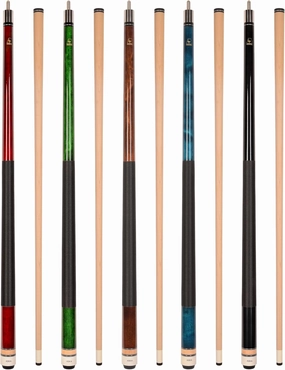 Set of Aska L2 Billiard Pool Cue Sticks, 58" Hard Rock Canadian Maple, 5/16x18 Joint, 13mm Hard Tip, Mixed Weights