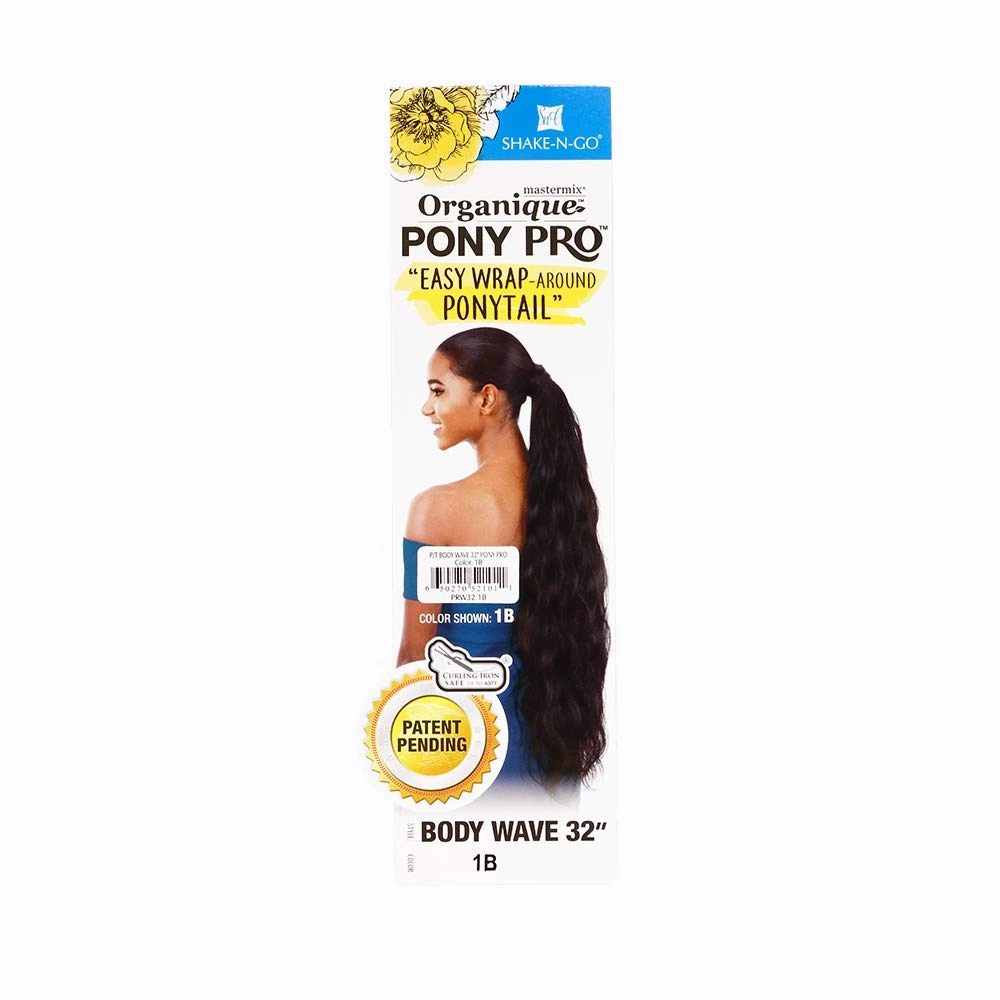 Shake-N-Go Synthetic Organique Pony Pro Ponytail - BODY WAVE 32" (1B)