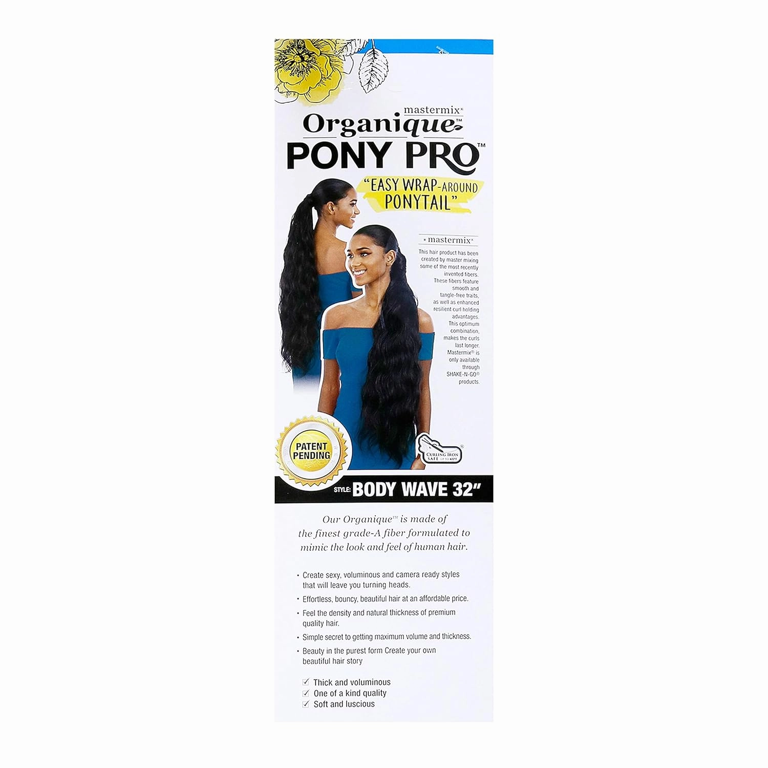 Shake-N-Go Synthetic Organique Pony Pro Ponytail - BODY WAVE 32" (1B)