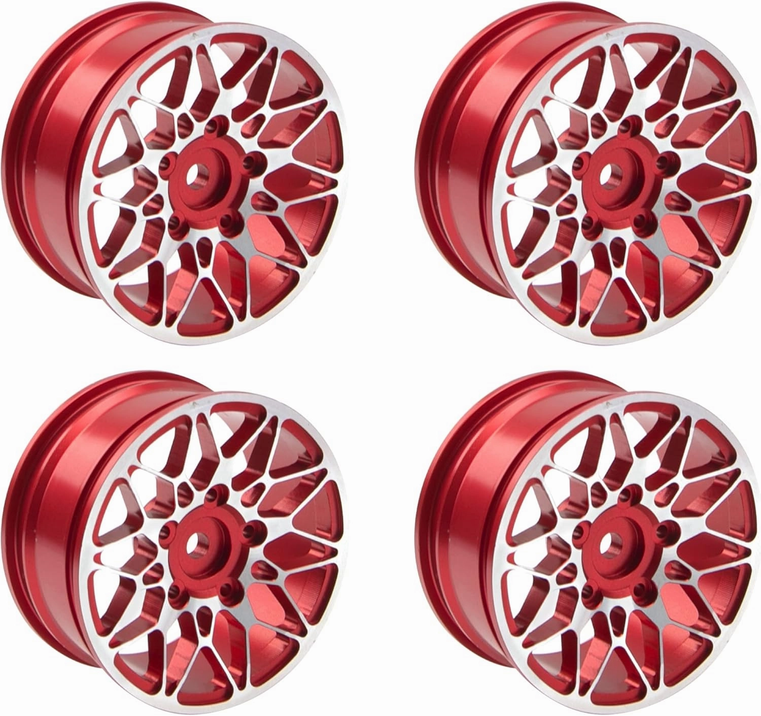 ShareGoo Metal Wheel Rims RC 12mm Hex Hubs 1/10 RC Drift On-Road Racing Touring Wheel Rim Compatible with HSP Tamiya Kyosho RedCat Sakura WLtoys Universal 1/10 RC Scales (Red)