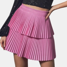 Shiny Pleated Mini Skirt
