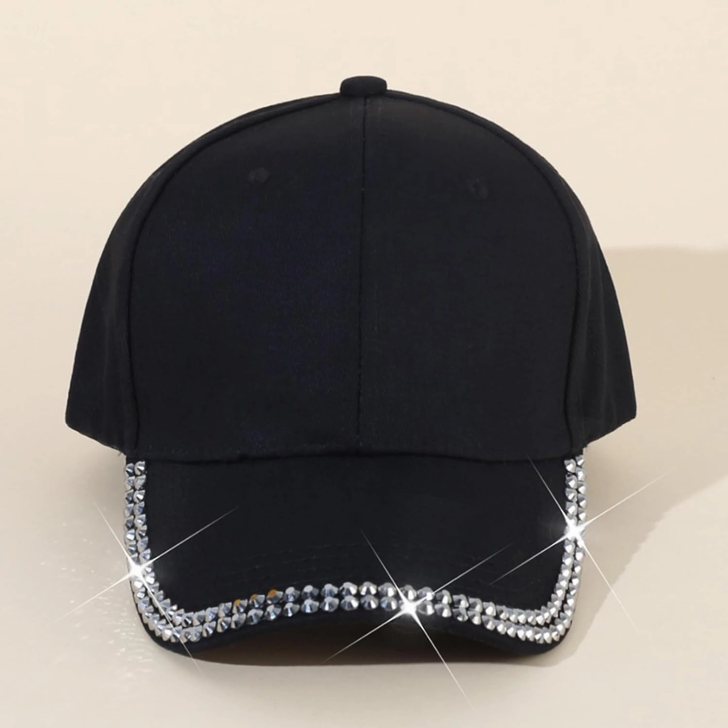 Shiny Rhinestone Brim Baseball Cap for Women Girls Bling Hats Sparkle Ponycap Trucker Hat Summer Outdoors Sun Cap