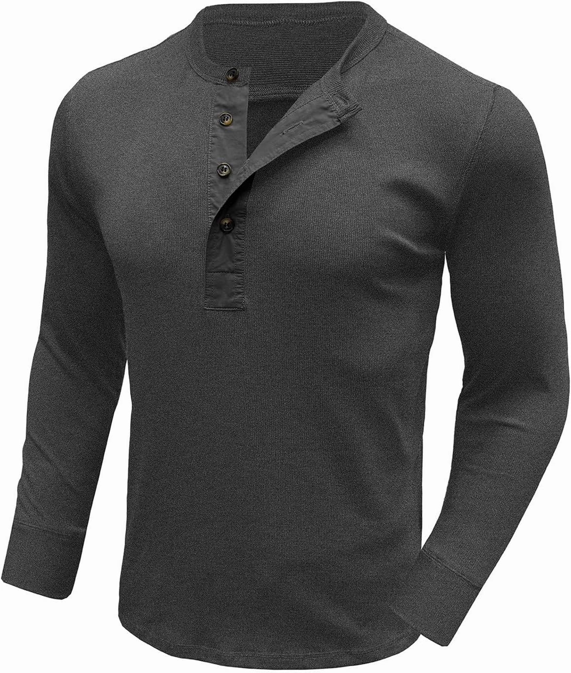 Shirt for Men Button Down Crew Neck Solid Color Pullover Tops Textured Long Sleeves Fall Stylish Classic Shirts Top