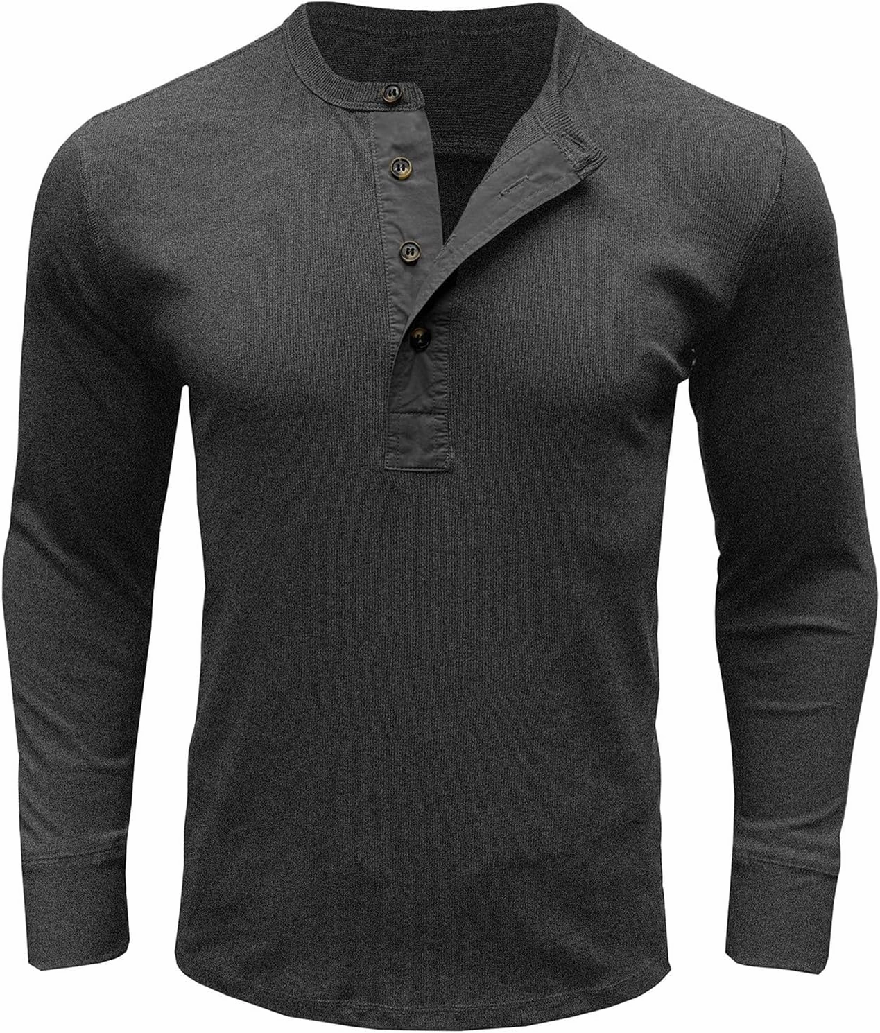 Shirt for Men Button Down Crew Neck Solid Color Pullover Tops Textured Long Sleeves Fall Stylish Classic Shirts Top