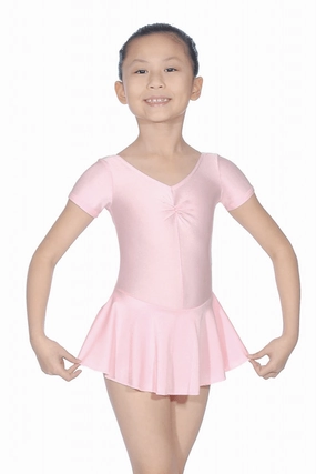Short Sleeved Nylon Lycra Skirted Leotard