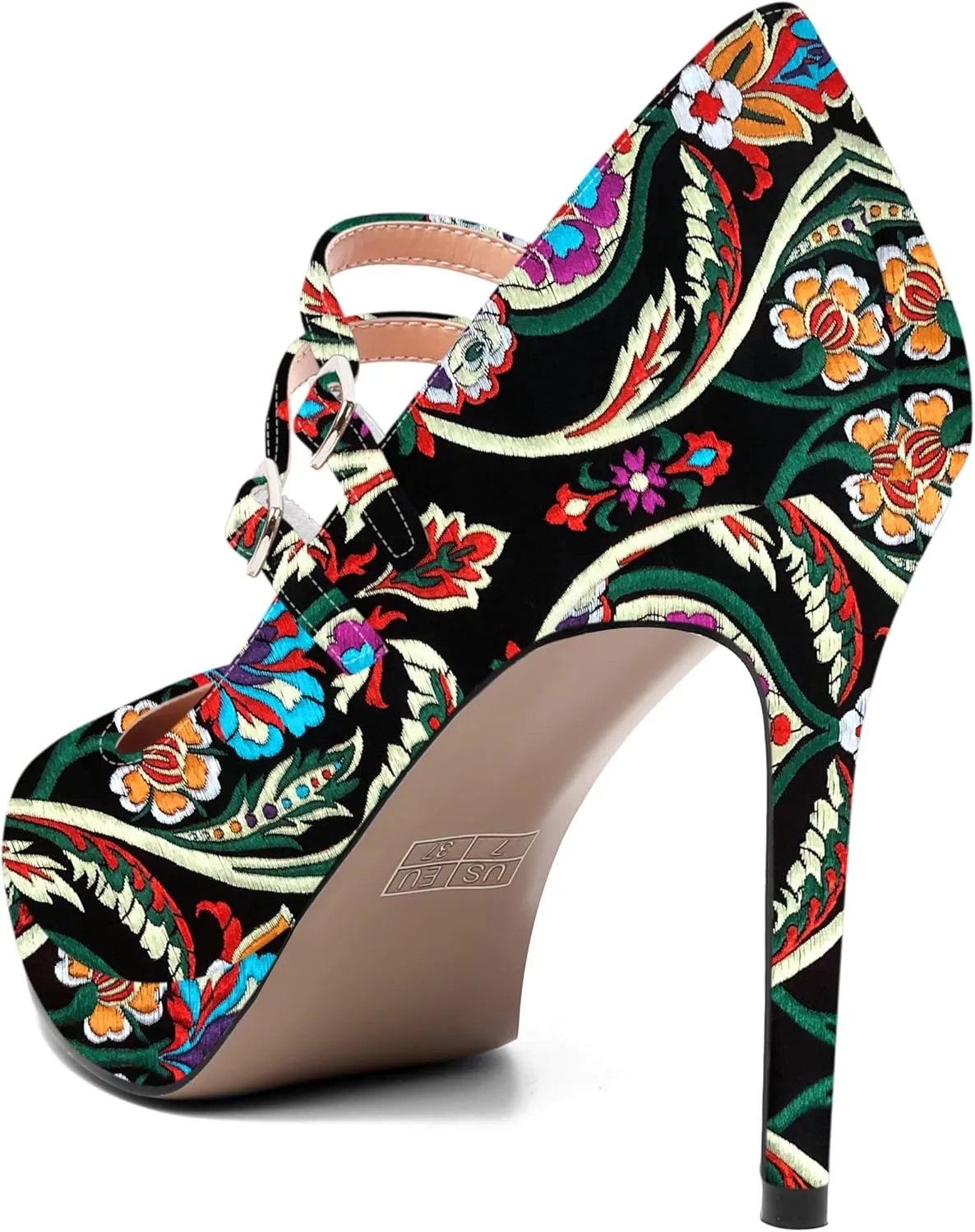 SHOWFOREST Womens Dress Patent Pointed Toe Adjustable Strap Wedding Buckle Stiletto High Heel Pumps Shoes 4 Inch