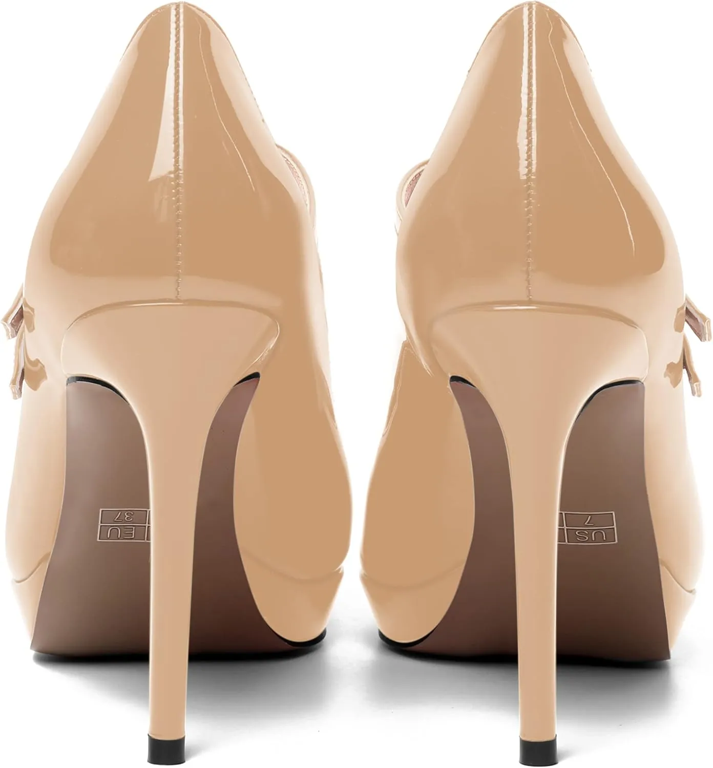 SHOWFOREST Womens Dress Patent Pointed Toe Adjustable Strap Wedding Buckle Stiletto High Heel Pumps Shoes 4 Inch