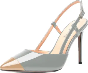 SHOWFOREST Womens Pointed Toe Sexy Buckle Patent Adjustable Strap Evening Stiletto High Heel Pumps Shoes 4 Inch