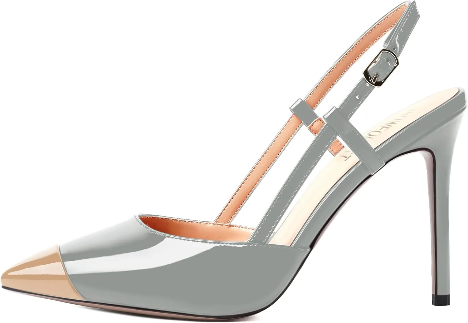 SHOWFOREST Womens Pointed Toe Sexy Buckle Patent Adjustable Strap Evening Stiletto High Heel Pumps Shoes 4 Inch