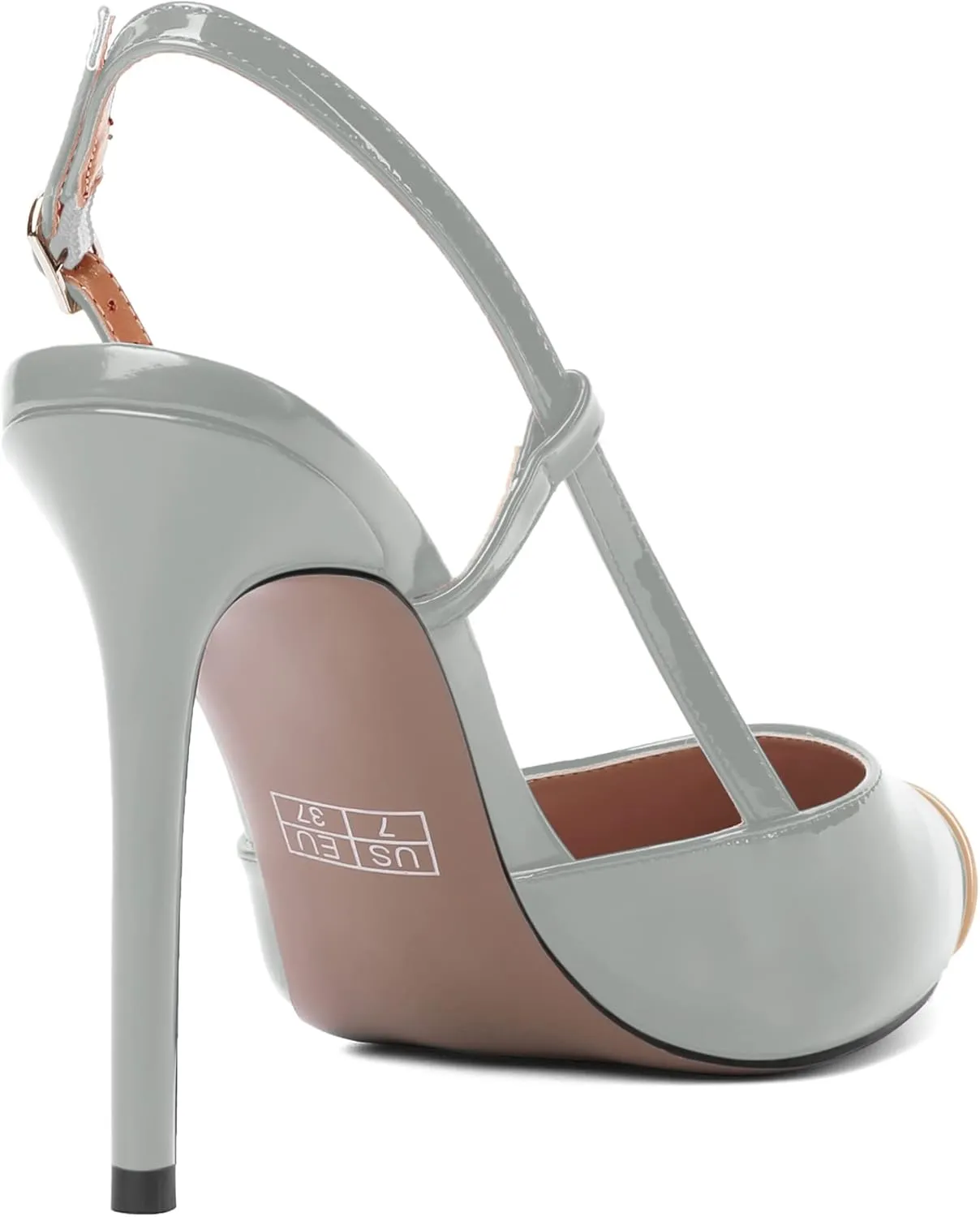 SHOWFOREST Womens Pointed Toe Sexy Buckle Patent Adjustable Strap Evening Stiletto High Heel Pumps Shoes 4 Inch