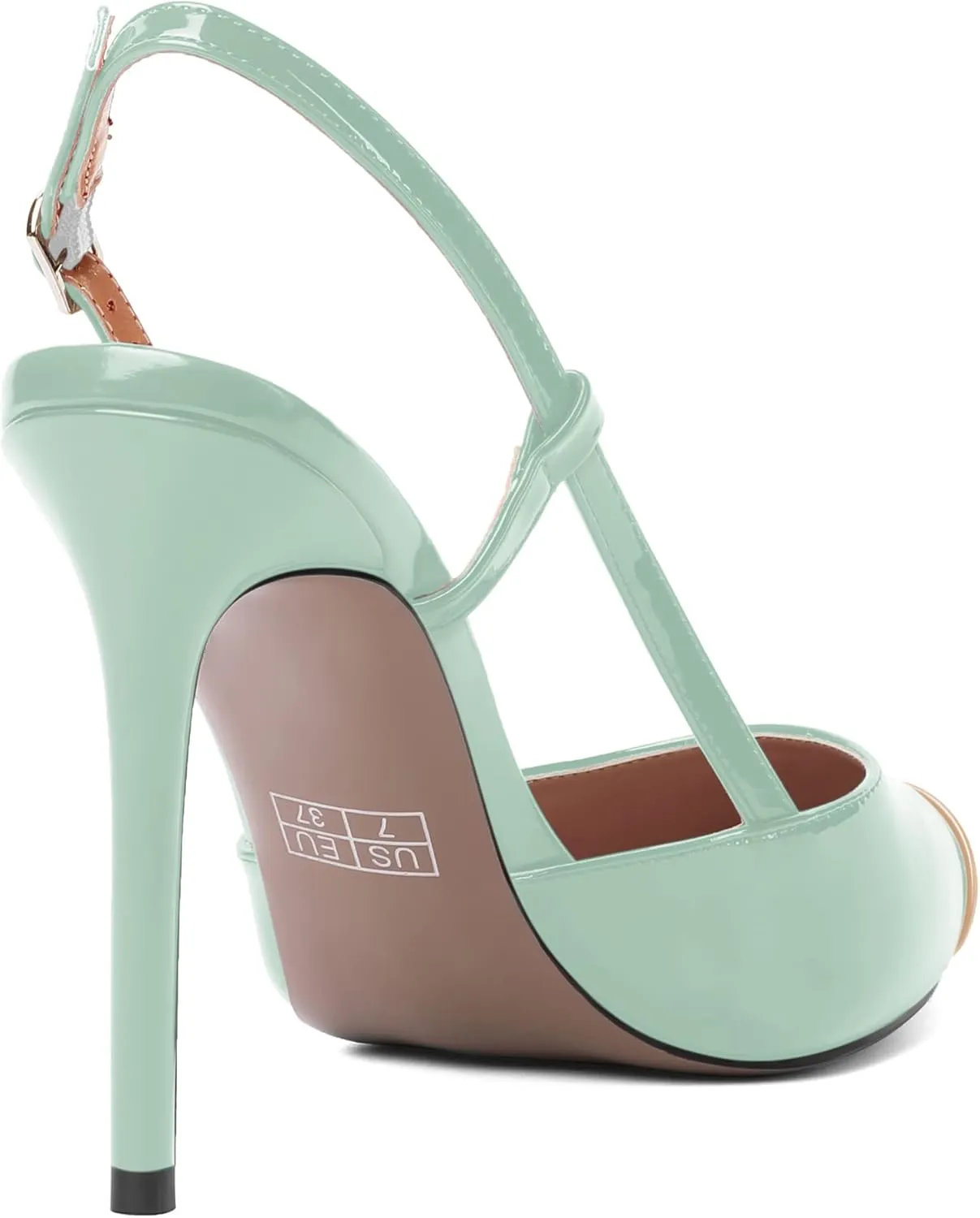 SHOWFOREST Womens Pointed Toe Sexy Buckle Patent Adjustable Strap Evening Stiletto High Heel Pumps Shoes 4 Inch